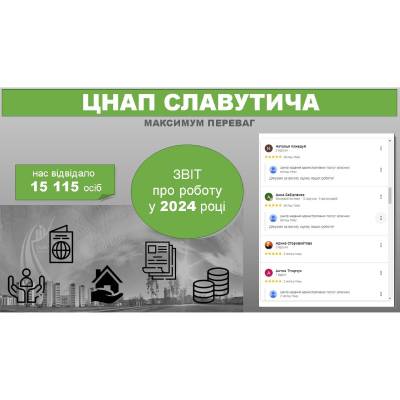 ПРЕЗЕНТАЦІЯ РОБОТИ ЦЕНТРУ НАДАННЯ АДМІНІСТРАТИВНИХ ПОСЛУГ ВИКОНАВЧОГО КОМІТЕТУ СЛАВУТИЦЬКОЇ МІСЬКОЇ РАДИ ЗА 2024 РІК